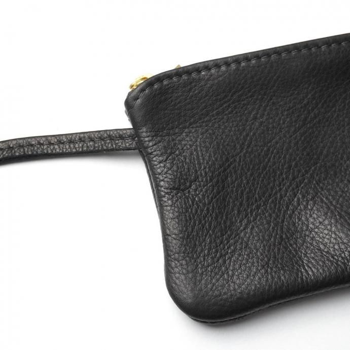 MOONSHINE LEATHER COMPANY / 6-inch Zippered Pouch w/52-inch Leather Code - Black ムーンシャインレザー ショルダーポーチ 02
