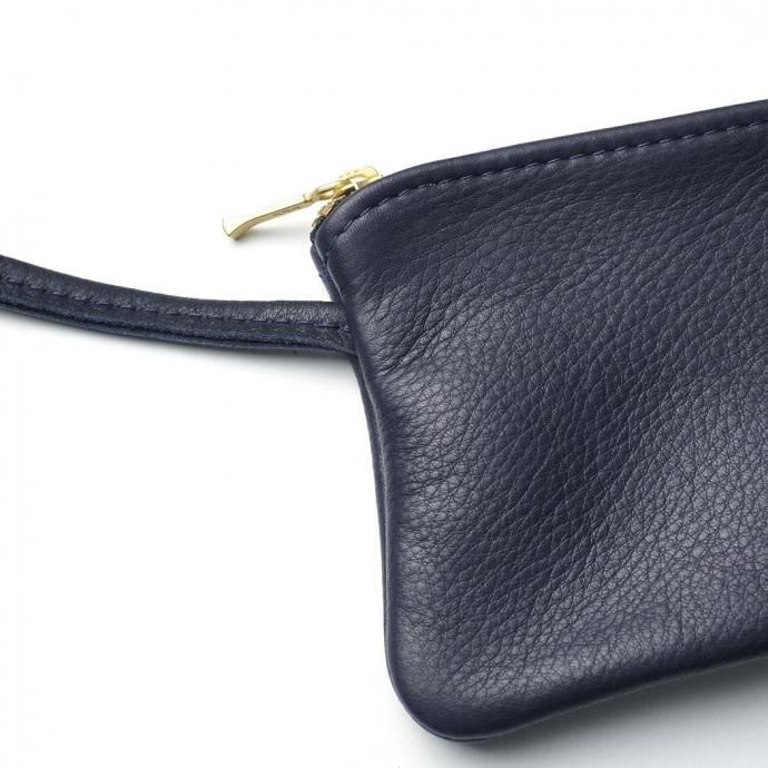 MOONSHINE LEATHER COMPANY / 6-inch Zippered Pouch w/52-inch Leather Code - Navy ムーンシャインレザー ショルダーポーチ 02