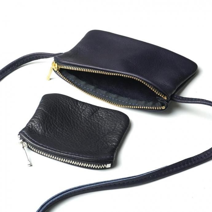 MOONSHINE LEATHER COMPANY / 6-inch Zippered Pouch w/52-inch Leather Code - Navy ムーンシャインレザー ショルダーポーチ 02