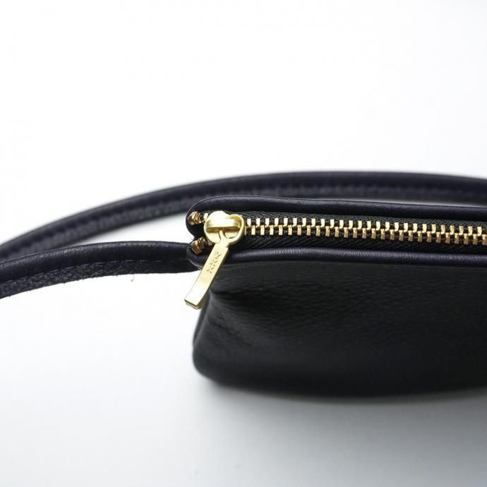 MOONSHINE LEATHER COMPANY / 6-inch Zippered Pouch w/52-inch Leather Code - Navy ムーンシャインレザー ショルダーポーチ 02