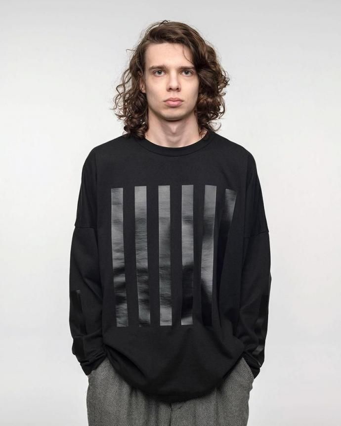 186943433 O- オー / STRIPE - L.S.T. 長袖Tシャツ ストライププリント 26W-03 - Black 02