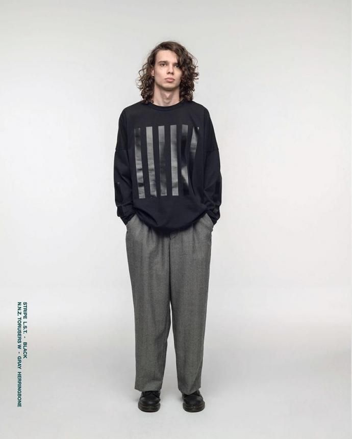 186943433 O- オー / STRIPE - L.S.T. 長袖Tシャツ ストライププリント 26W-03 - Black 02