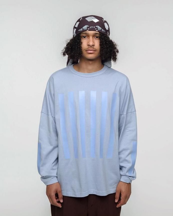 186943553 O- オー / STRIPE - L.S.T. 長袖Tシャツ ストライププリント 26W-03 - Saxe Blue 02