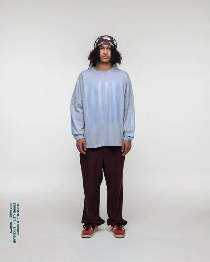 186943553 O- オー / STRIPE - L.S.T. 長袖Tシャツ ストライププリント 26W-03 - Saxe Blue 02