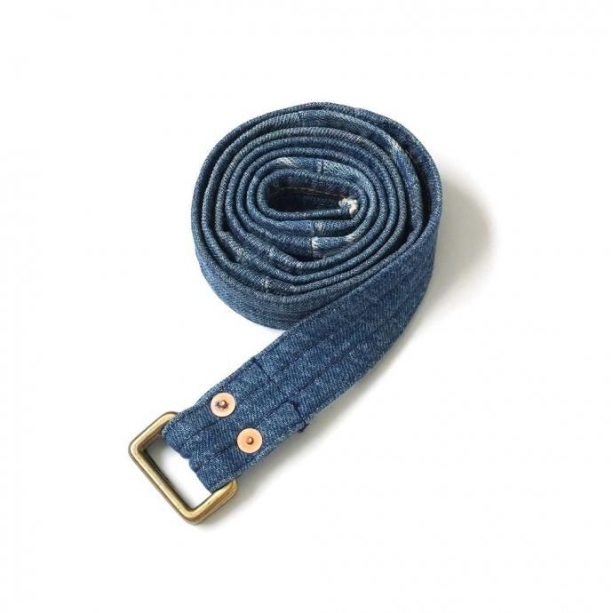 187450511 Hexico / CUSTOM W RING BELT - USED 501 MADE IN U.S.A. リメイクデニムベルト 01 01