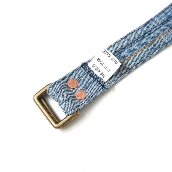 187450716 Hexico / CUSTOM W RING BELT - USED 501 MADE IN U.S.A. リメイクデニムベルト 03 02