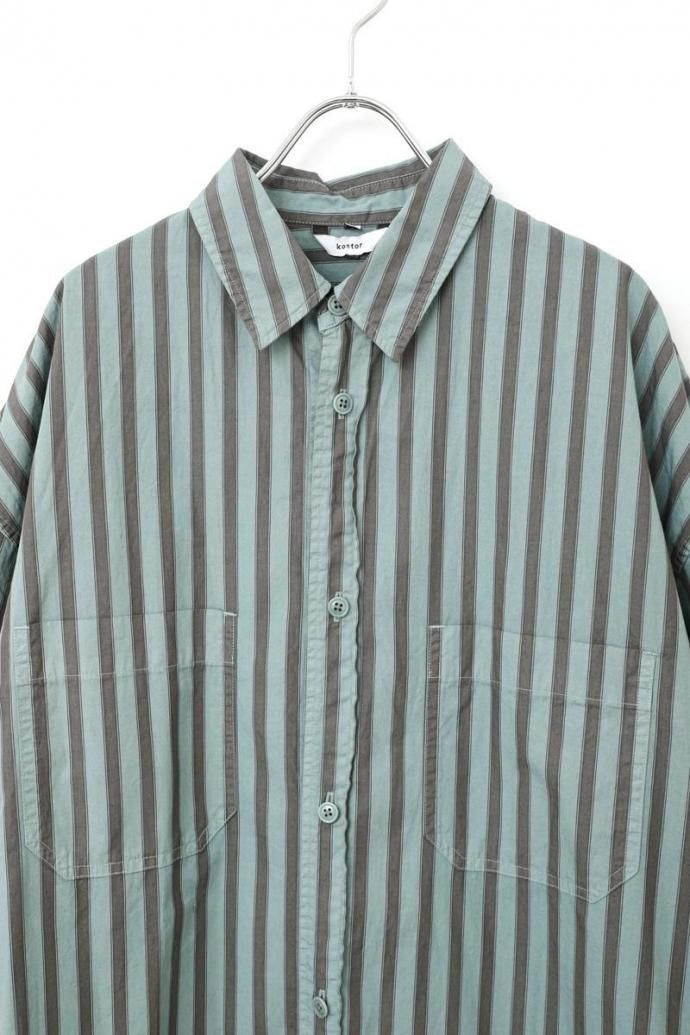 188107433 kontor / KON-SH03253 - CHARCOAL 製品染めストライプシャツ 02