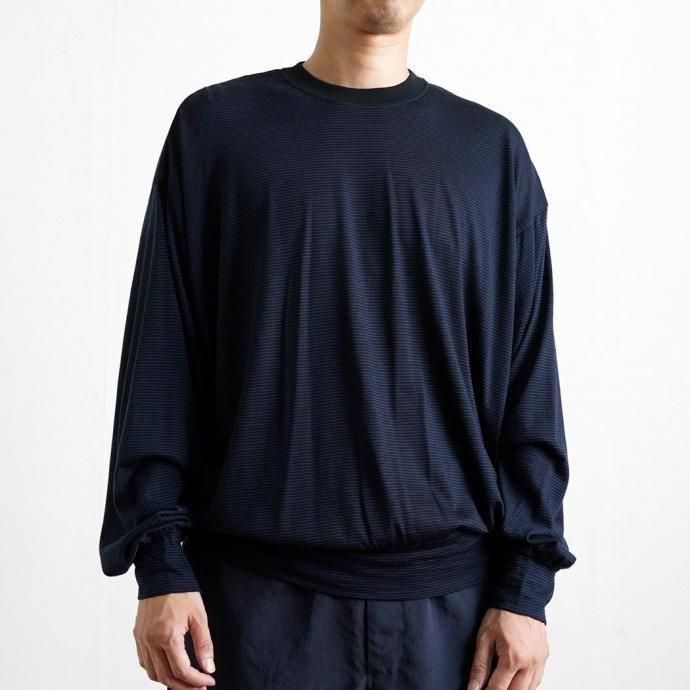 188230490 O- オー / MERINO SWEATSHIRT - Bordeaux Purple Stripe マイクロボーダー メリノウールカットソー O-W-21 02
