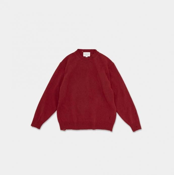188687102 STILL BY HAND スティルバイハンド / KN01253 - VERMILION RED パンチドシェットランドセーター 01