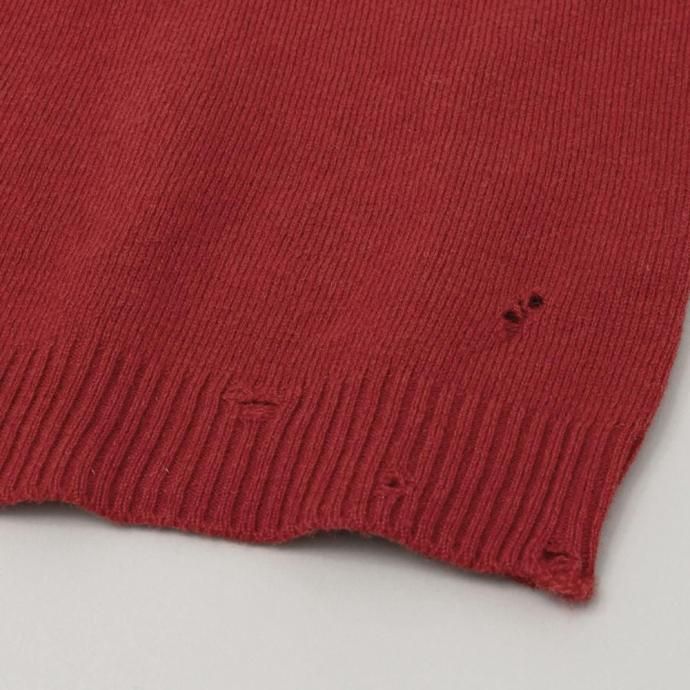 188687102 STILL BY HAND スティルバイハンド / KN01253 - VERMILION RED パンチドシェットランドセーター 02