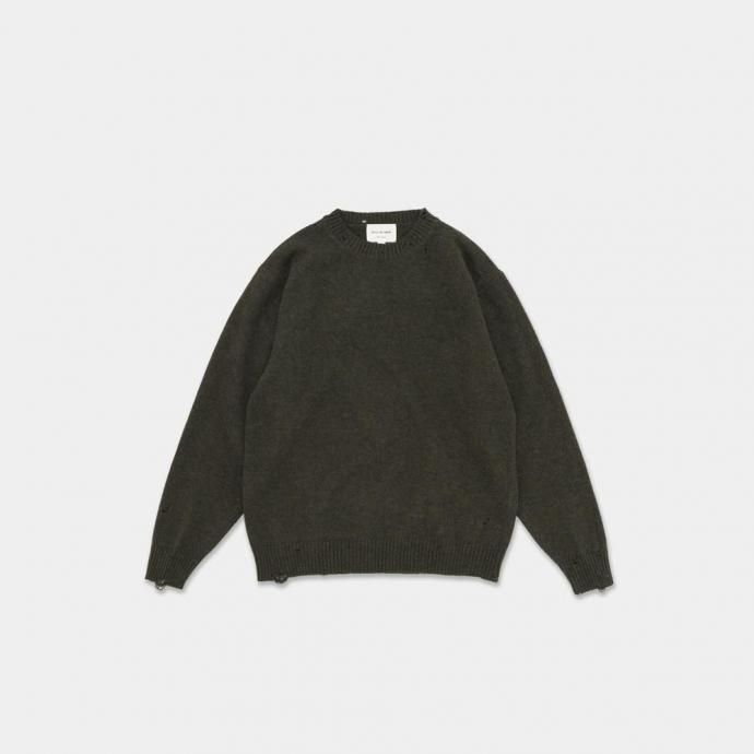 188687125 STILL BY HAND スティルバイハンド / KN01253 - KHAKI GREEN パンチドシェットランドセーター 01