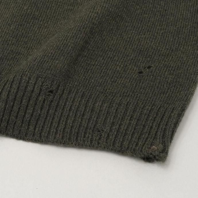 188687125 STILL BY HAND スティルバイハンド / KN01253 - KHAKI GREEN パンチドシェットランドセーター 02
