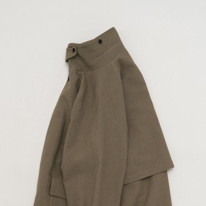 STILL BY HAND スティルバイハンド / CO03253 - KHAKI BEIGE ウール/ナイロン バルカラーコート 02