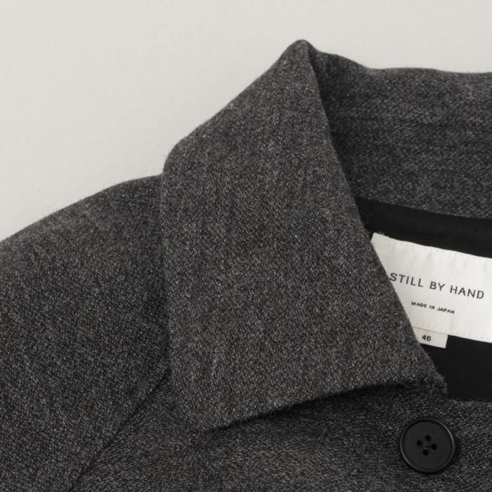 STILL BY HAND スティルバイハンド / CO03253 - BROWN CHARCOAL ウール/ナイロン バルカラーコート 02