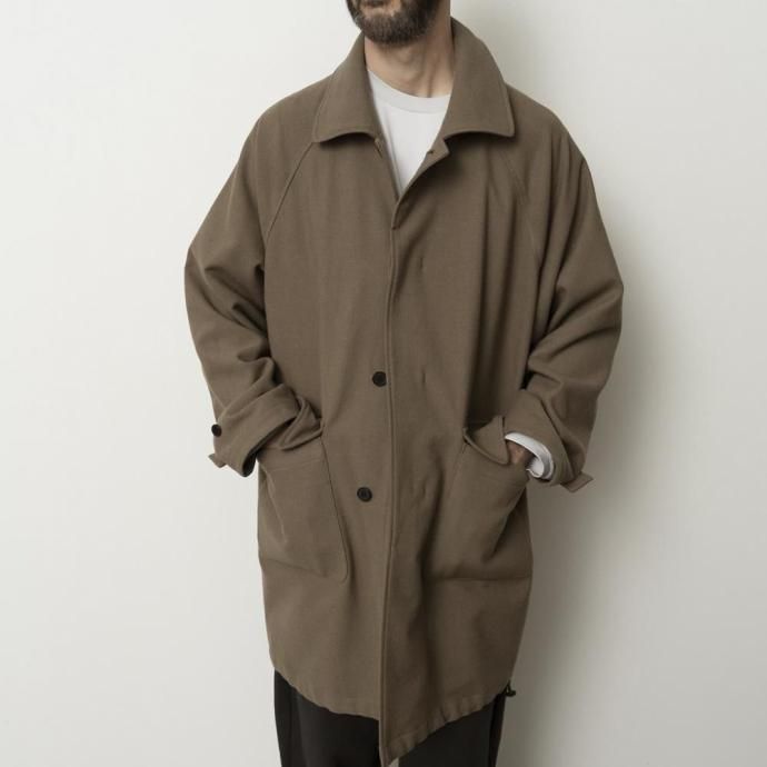 STILL BY HAND スティルバイハンド / CO03253 - BROWN CHARCOAL ウール/ナイロン バルカラーコート 02