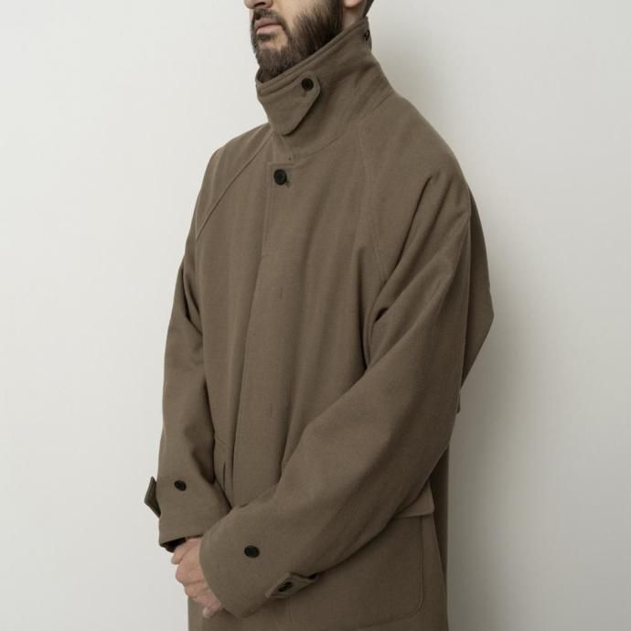 STILL BY HAND スティルバイハンド / CO03253 - BROWN CHARCOAL ウール/ナイロン バルカラーコート 02