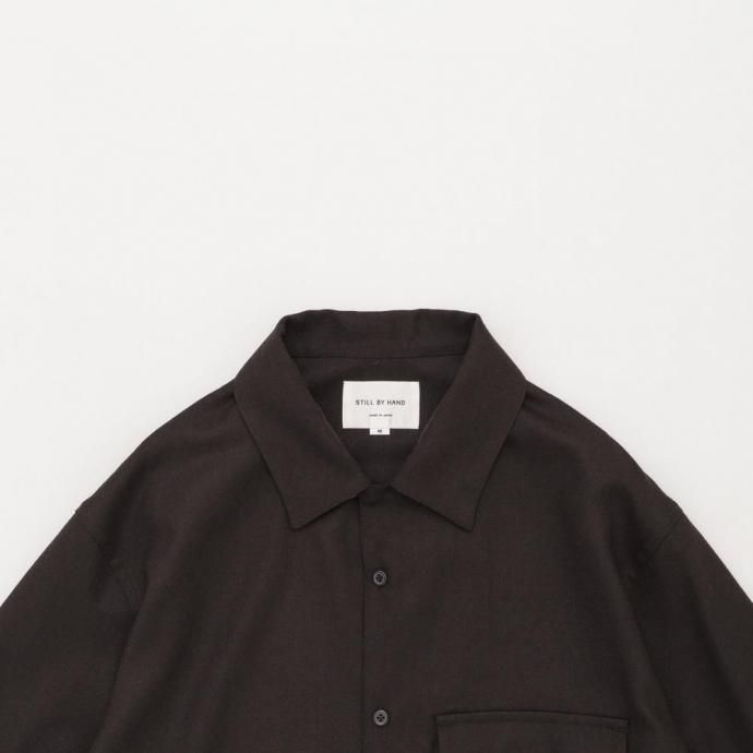 STILL BY HAND スティルバイハンド / SH04254 - BLACK ウール オープンカラーシャツ 02