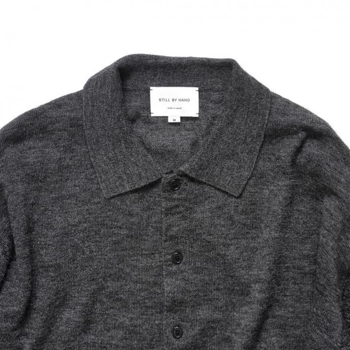 189086345 STILL BY HAND スティルバイハンド / KN01254 - GREY エクストラキッドモヘア混 ニットポロカーディガン 02