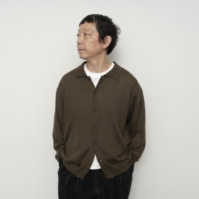 189086374 STILL BY HAND スティルバイハンド / KN01254 - OLIVE エクストラキッドモヘア混 ニットポロカーディガン 02