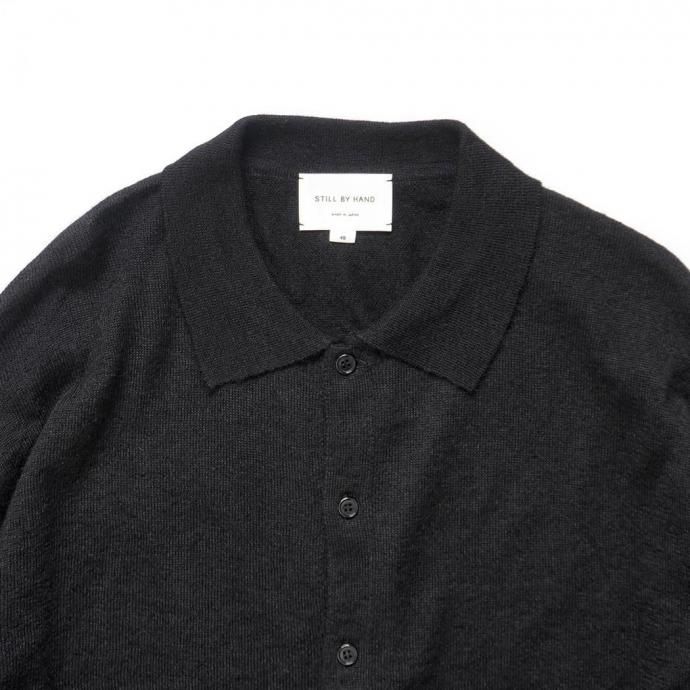 189086383 STILL BY HAND スティルバイハンド / KN01254 - BLACK エクストラキッドモヘア混 ニットポロカーディガン 02