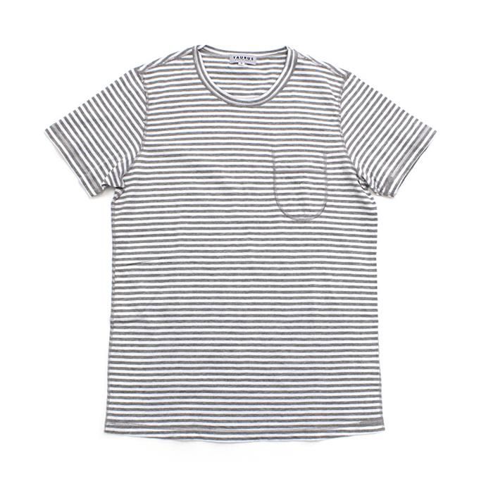 73396804 TAURUS / Flat Seamed Pocket Tee ܡݥåT - Grey Stripe 01