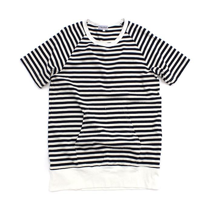 73398063 TAURUS / S/S Crewneck Stripe Tee ボーダーポケットTシャツ - Navy/White 01