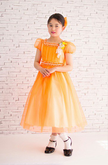 アウトレットドレス】鮮やかオレンジドレス - 子供ドレス ・発表会