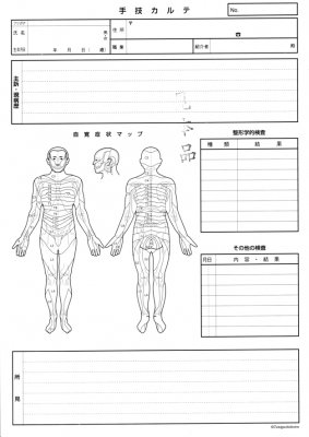 手技カルテ （小） | A4判、1セット100枚（袋入り）