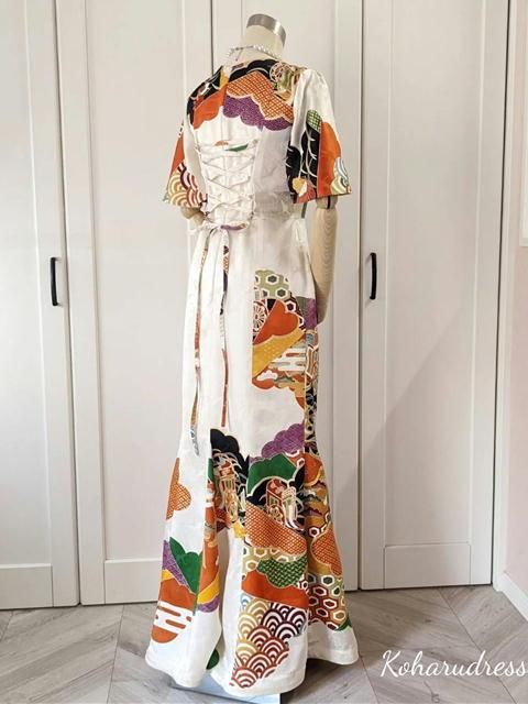 着物リメイクドレス こはる*古布・着物リメイクドレス*大人かわいい着物リメイク