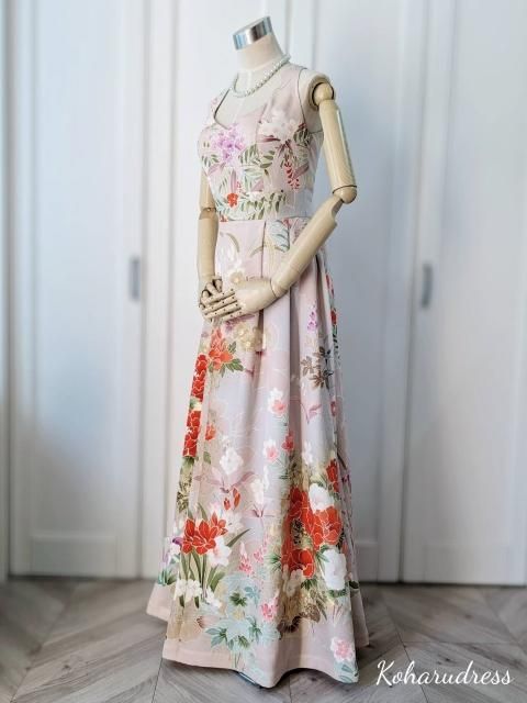 こはる*古布・着物リメイクドレス*大人かわいい着物リメイク