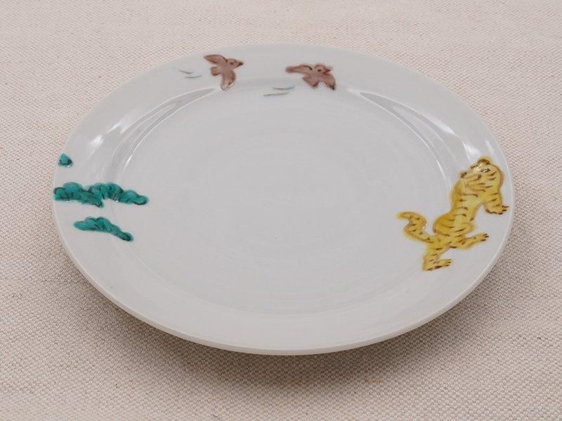 中町いずみ 色絵松と虎 5.5寸リム皿 | 九谷焼 | 東京 南青山の和食器