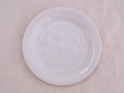 九谷青窯　白化粧牡丹　6寸皿