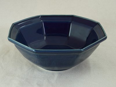 九谷青窯　瑠璃釉　八角深鉢