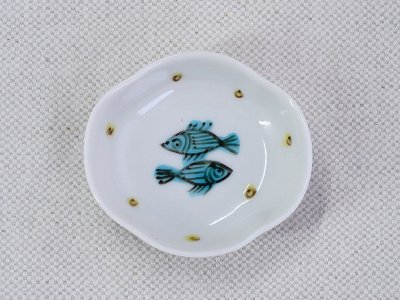 九谷青窯　双魚　モッコ豆皿