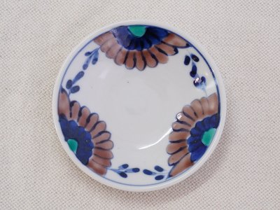 九谷青窯　色絵シオン　3.5寸皿