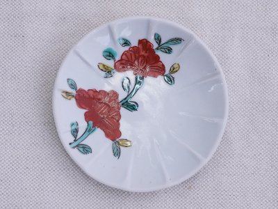 九谷青窯　色絵牡丹　3.5寸皿