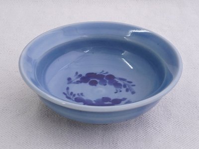 九谷青窯　薄瑠璃野葡萄　4寸鉢