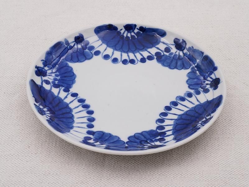 明治時代　九谷焼　青九谷　風景画　膾皿5枚　トヒチ　本さ5-0518☆1F 明治時代 九谷焼 青九谷 風景画 膾皿5枚 トヒチ 本さ5-0518