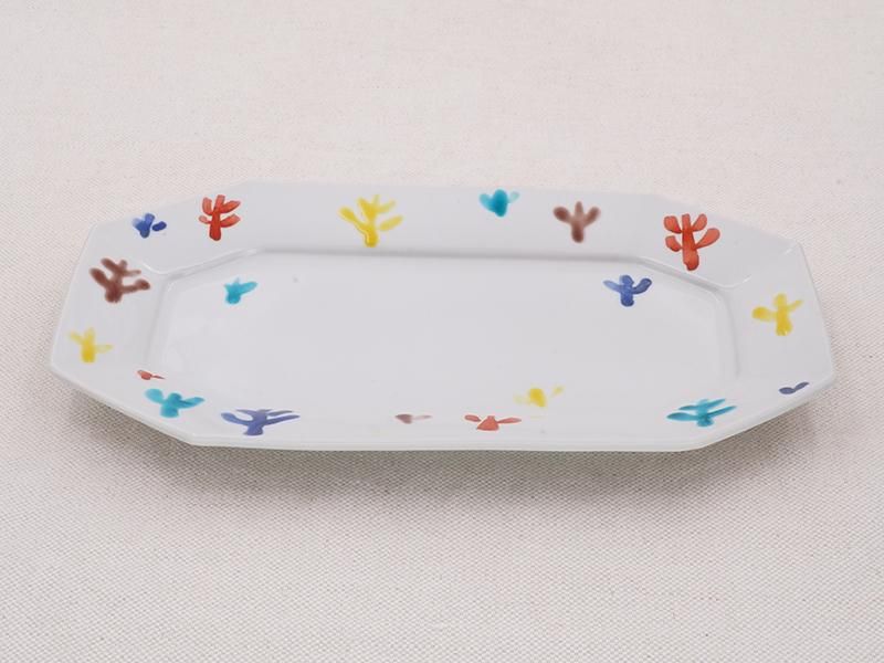 九谷青窯 色絵小枝散らし 隅切長皿 大 | 九谷焼 高祥吾 | 東京 南青山