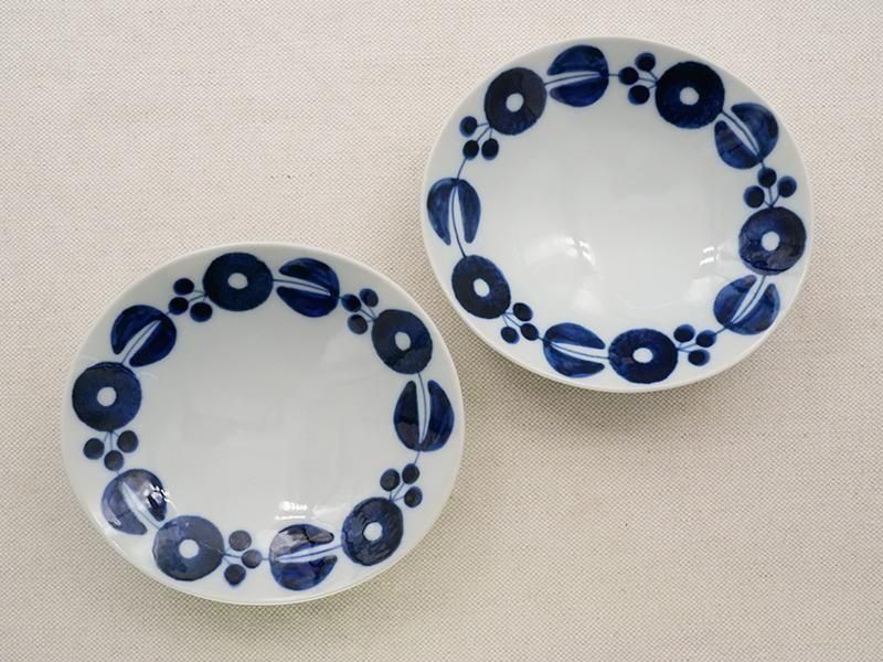 京焼染付芙蓉手小鉢9客　新品未使用　　和鳳作　最後の9客 URA]染付芙蓉手花鳥文小鉢8客/7-7-24 (検索)骨董/小皿/中皿/小鉢