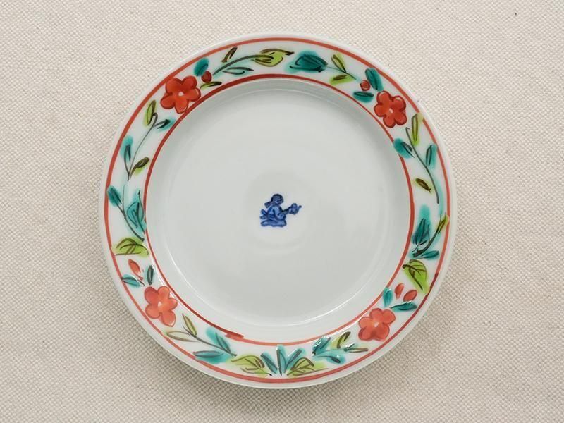 樋山真弓⭐️ 五寸皿（染付鹿文）　九谷焼　作家⭐️3枚 樋山真弓/染付菊散らし/5寸皿（直径15cm） - BOWKNOT