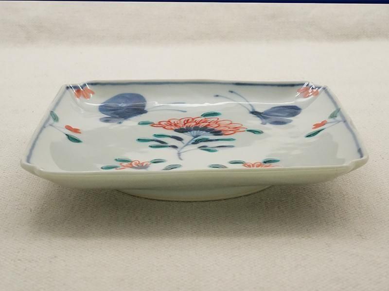 堀畑蘭 色絵蝶呼花 隅入り角皿 | 九谷焼 | 東京 南青山の和食器専門店