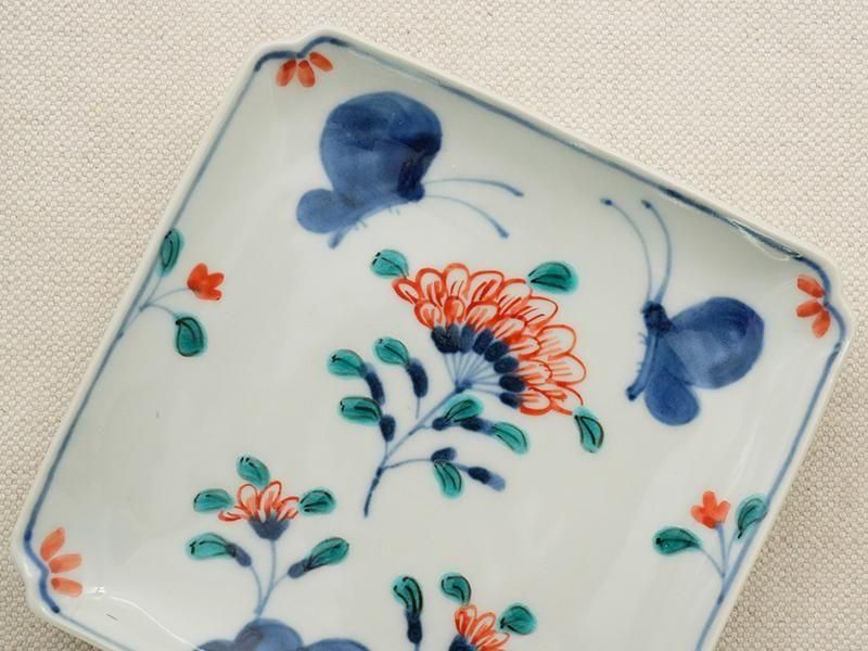 堀畑蘭 色絵蝶呼花 隅入り角皿 | 九谷焼 | 東京 南青山の和食器専門店