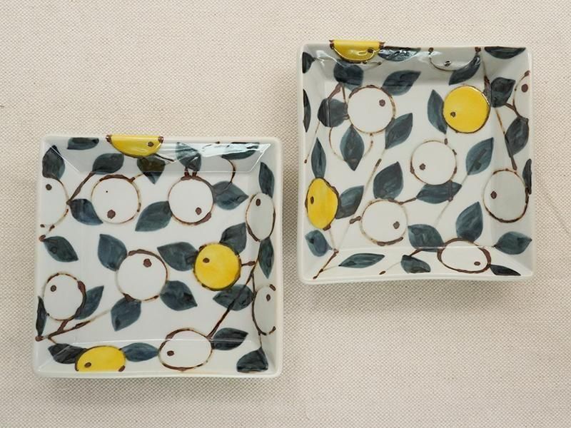 徳永遊心窯 色絵みかんつくし 正角皿 | 九谷焼 | 東京 南青山の和食器