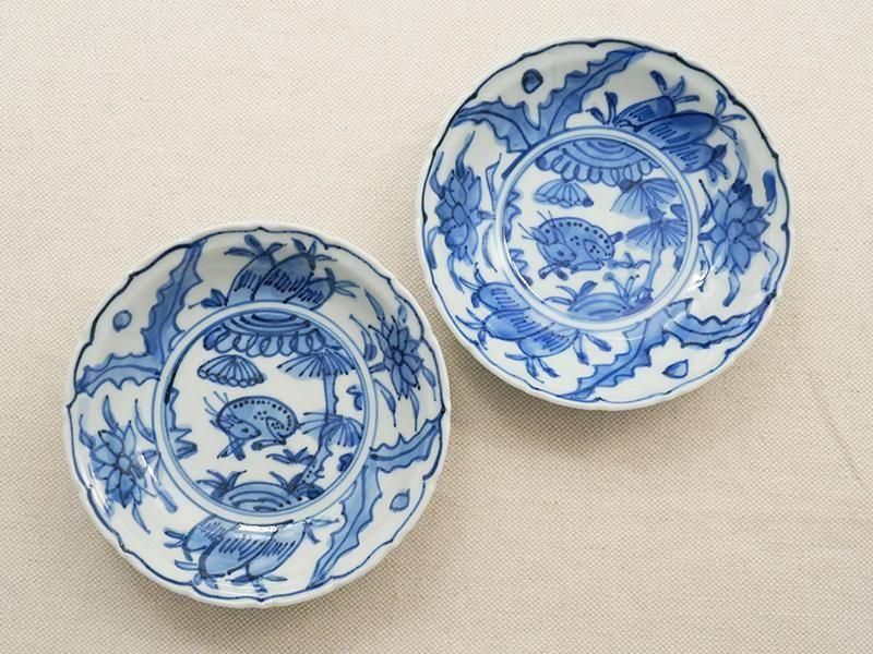 樋山真弓 染付鹿紋 輪花皿 | 九谷焼 | 東京 南青山の和食器専門