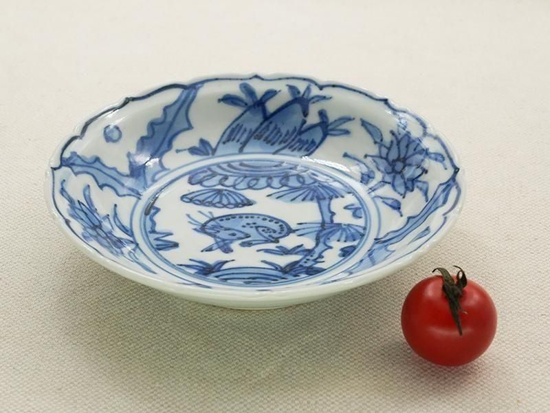 樋山真弓⭐️ 五寸皿（染付鹿文） 九谷焼 作家⭐️3枚 樋山真弓⭐️ 五