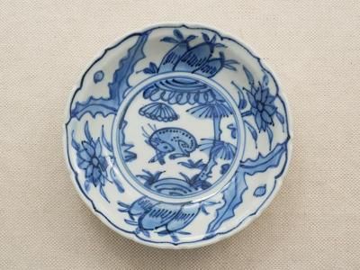 青白花兎鳥 中町いずみ　小皿① 九谷焼　和食器 青白花兎鳥 中町いずみ 小皿① 九谷焼 和食器