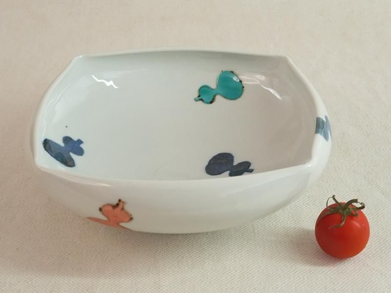 徳永遊心さん　ひょうたんの四角いお鉢3客　九谷青窯 188163068_o5.jpg?