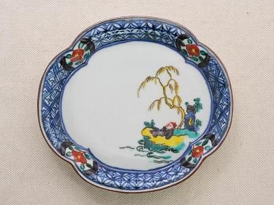 樋山真弓 色絵柳下小休憩木瓜皿 黄 | 九谷焼 | 東京 南青山の和食器