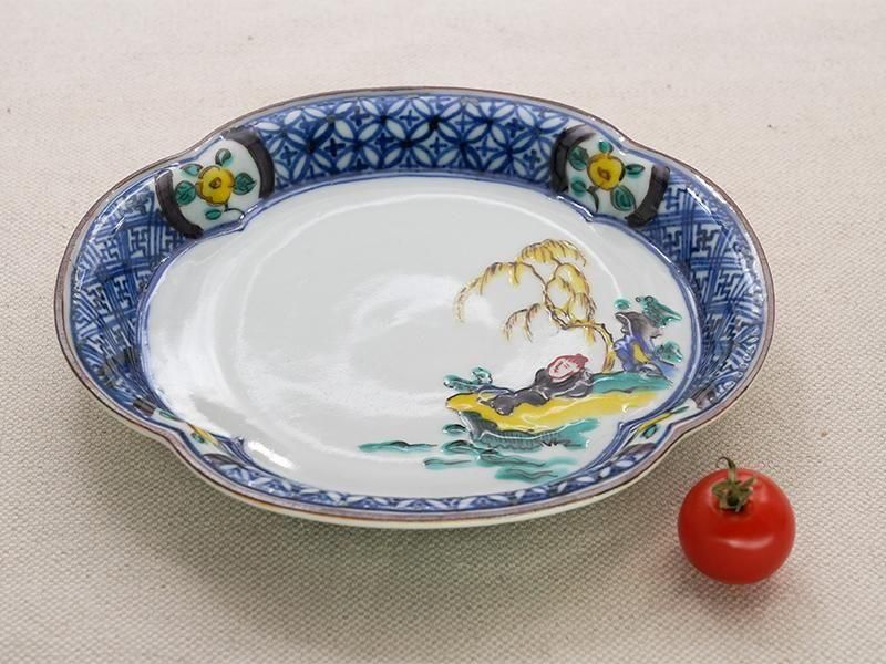 樋山真弓 色絵柳下小休憩木瓜皿 黄 | 九谷焼 | 東京 南青山の和食器